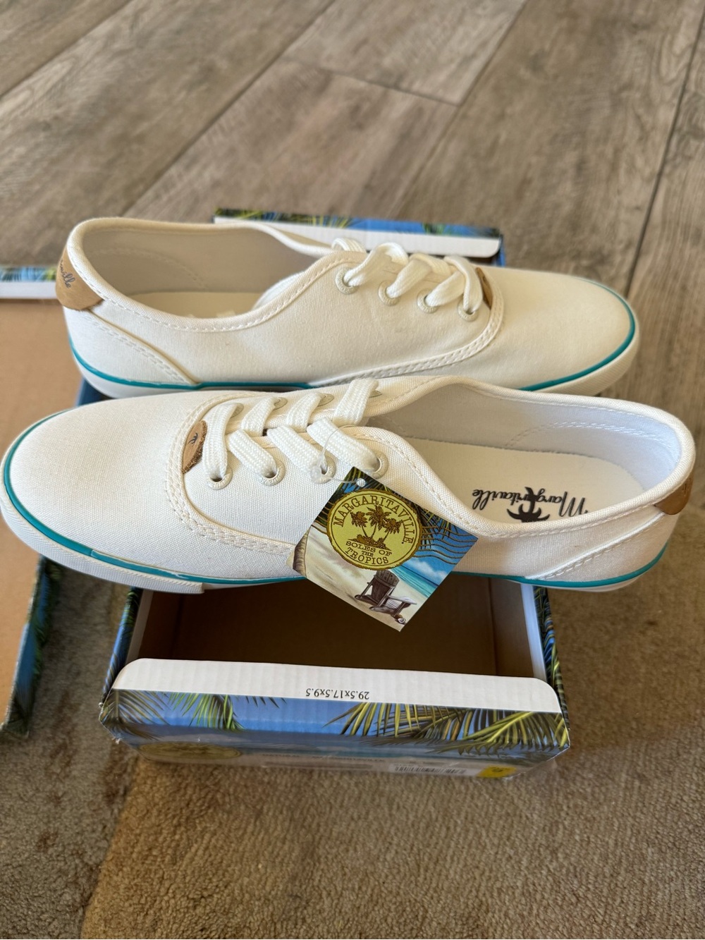 Margaritaville Natural Canvas Sneakers with Blue Trim
